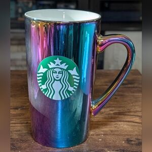 Starbucks Iridescent Rainbow Mug 2022 Tall Ceramic Handle Oil Slick 16oz